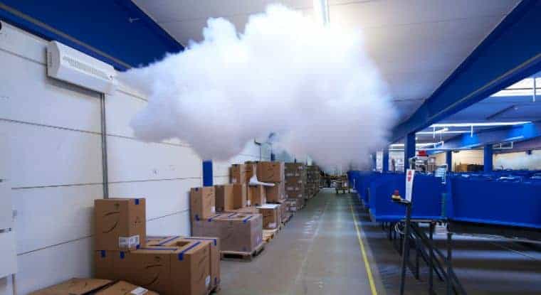Fog in warehouse