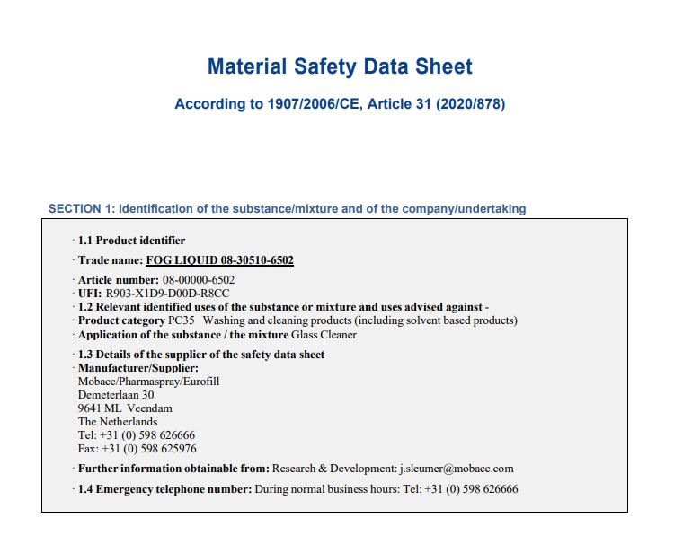 material safety datasheet